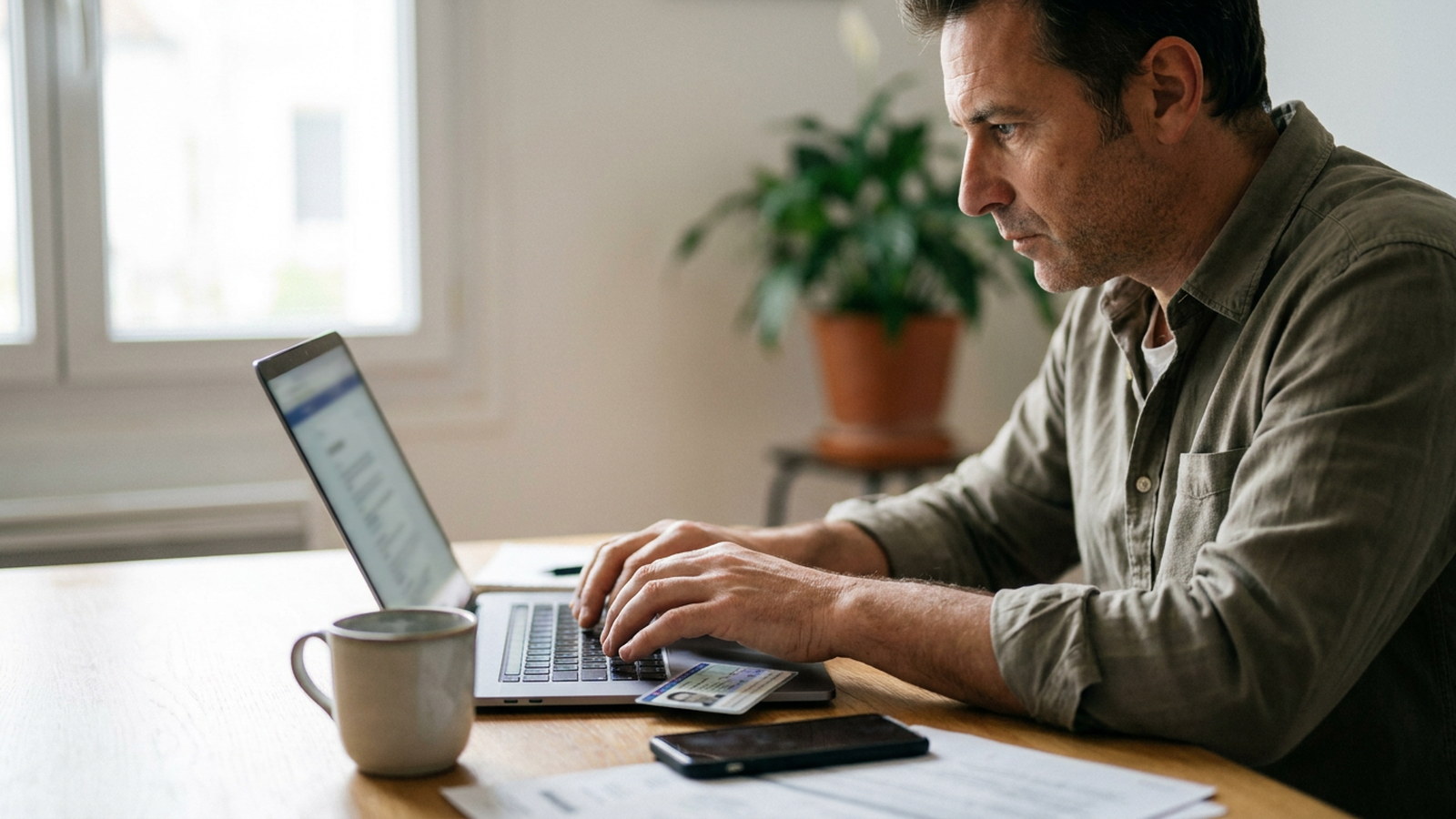 Propriétaire créant son compte en ligne sur un ordinateur portable pour une aide à la rénovation